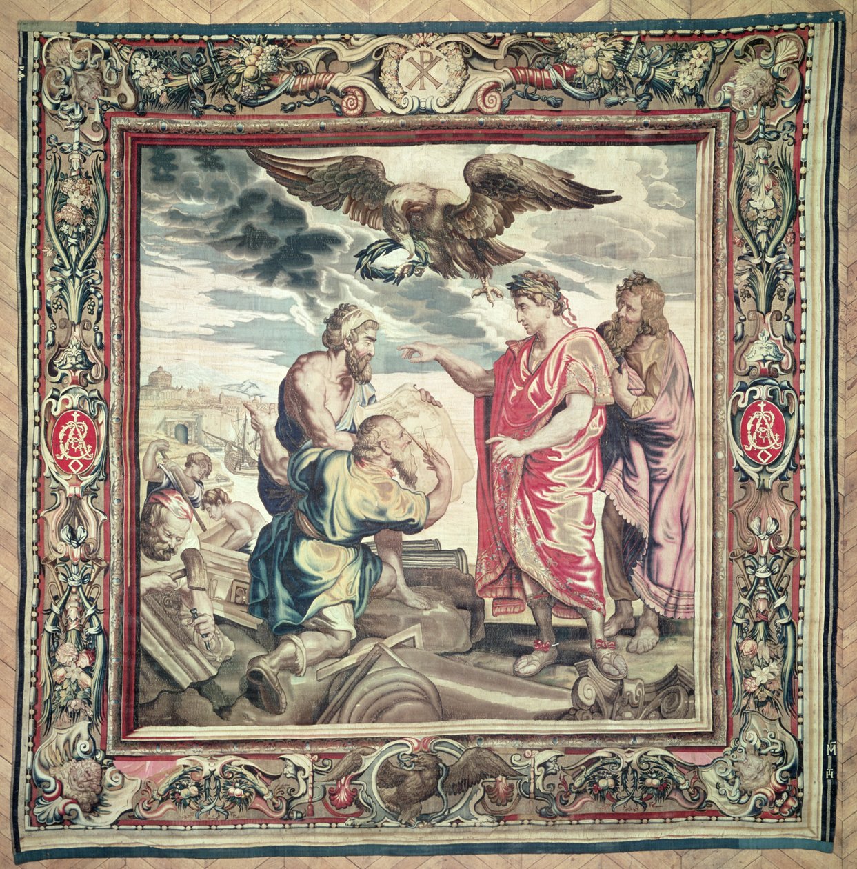 La fundación de Constantinopla, de la serie La Historia del Emperador Constantino, por Philippe Maecht y Hans Taye, Ateliers du Faubourg Saint-Marcel, antes de 1663 de Peter Paul Rubens