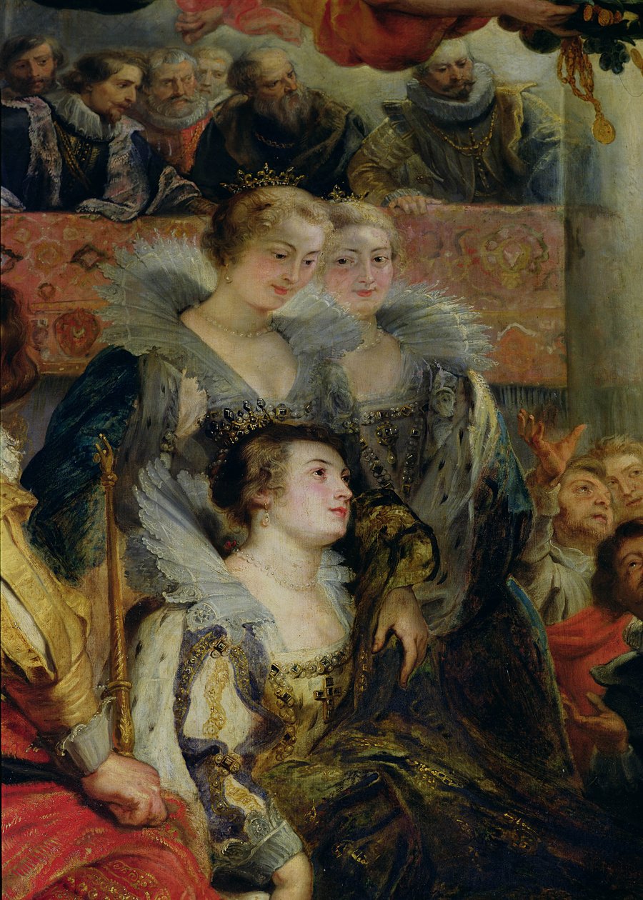 El Ciclo de los Medici: La Coronación de María de Medici (1573-1642) en St. Denis, 13 de mayo de 1610, detalle de las Princesas de Guemenee y Conti, 1621-25 de Peter Paul Rubens