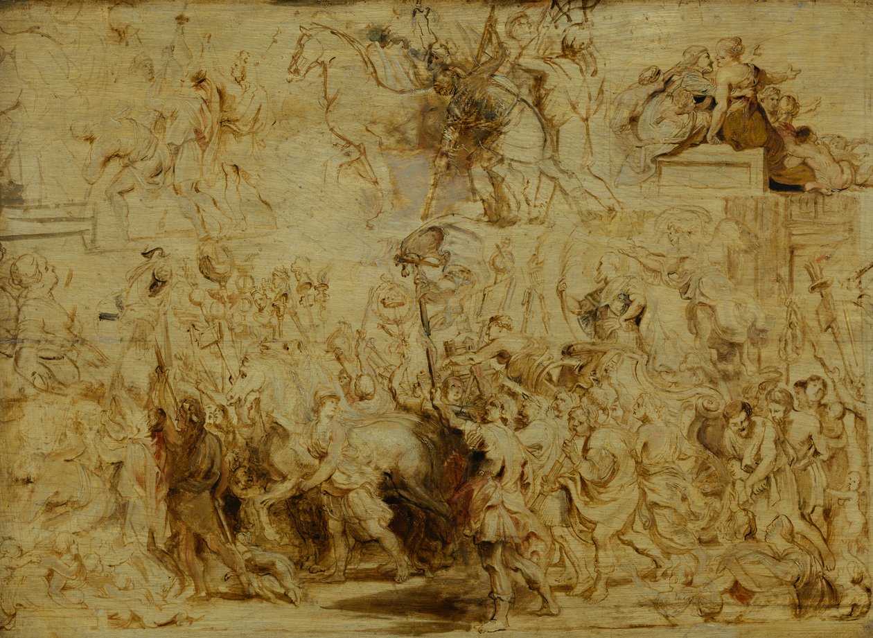 Entrada triunfal de Enrique IV (1553-1610) en París, c.1627 de Peter Paul Rubens