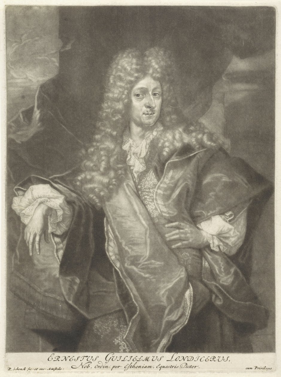 Retrato de Ernst Wilhelm Londicer por Pieter Schenk (I), 1670 - 1713 de Peter Schenk the Elder