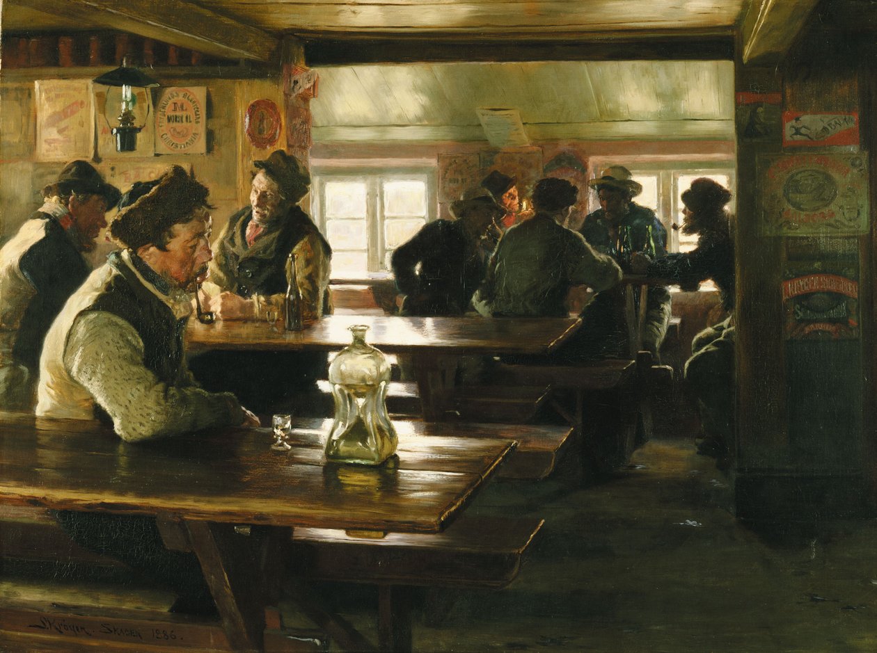 En la taberna del comerciante Winther en Skagen de Peder Severin Krøyer