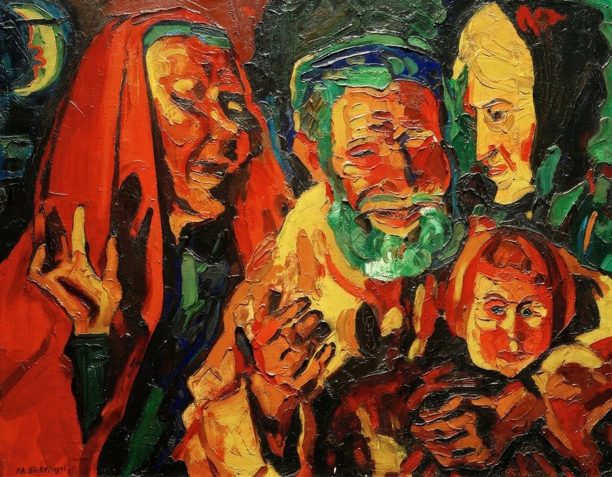 Campesinos al atardecer de Peter August Böckstiegel