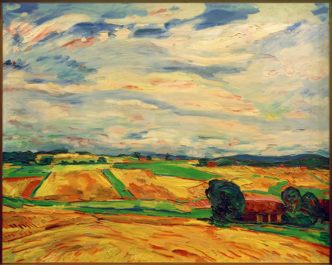 Paisaje con campos de cosecha de Peter August Böckstiegel