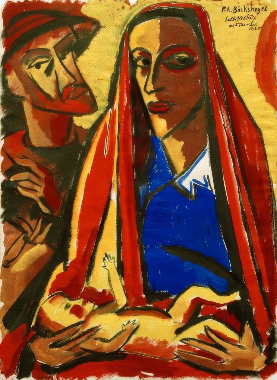 Autorretrato con familia de Peter August Böckstiegel
