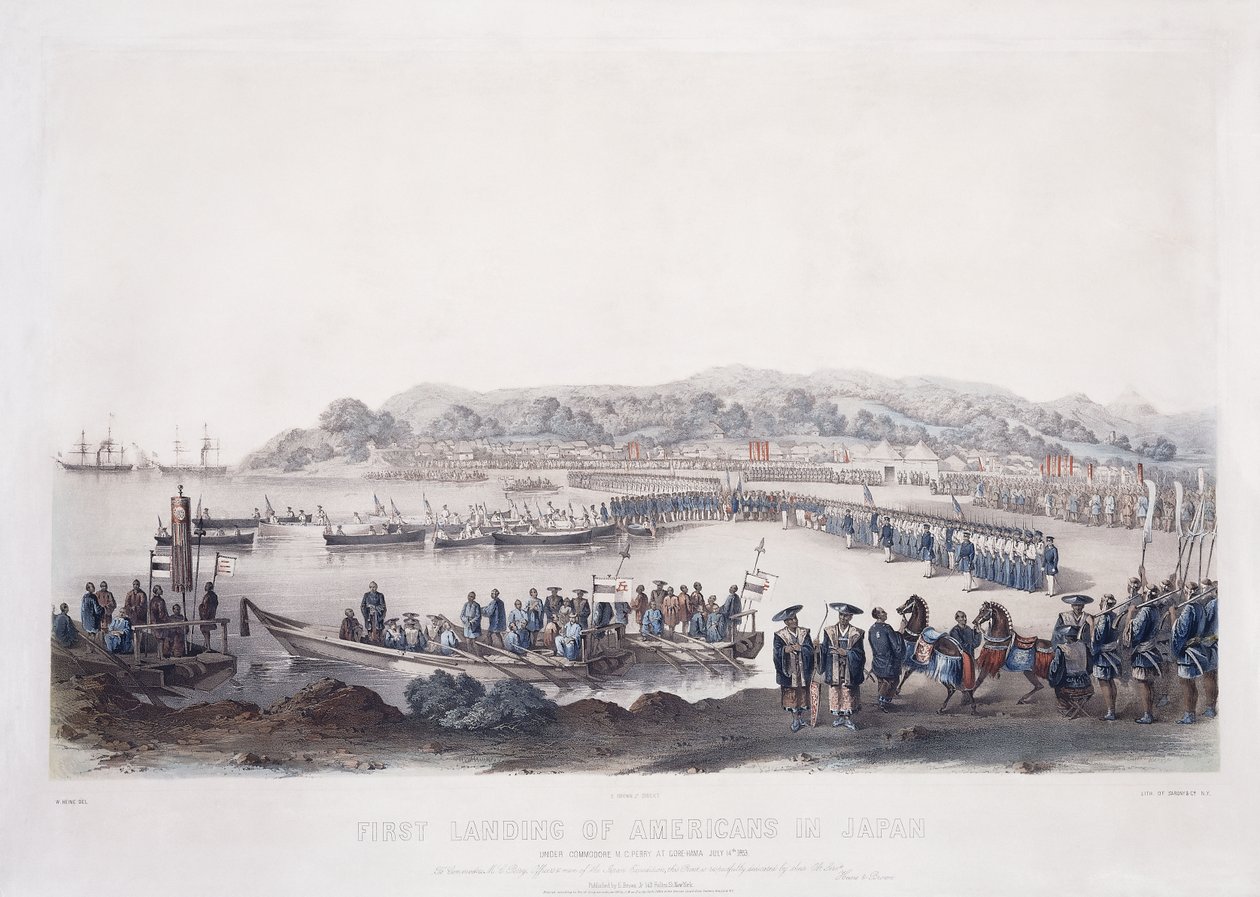 Primer Desembarco de Americanos en Japón en Gore-Hama el 14 de julio de 1853 de Peter Bernhard Wilhelm Heine
