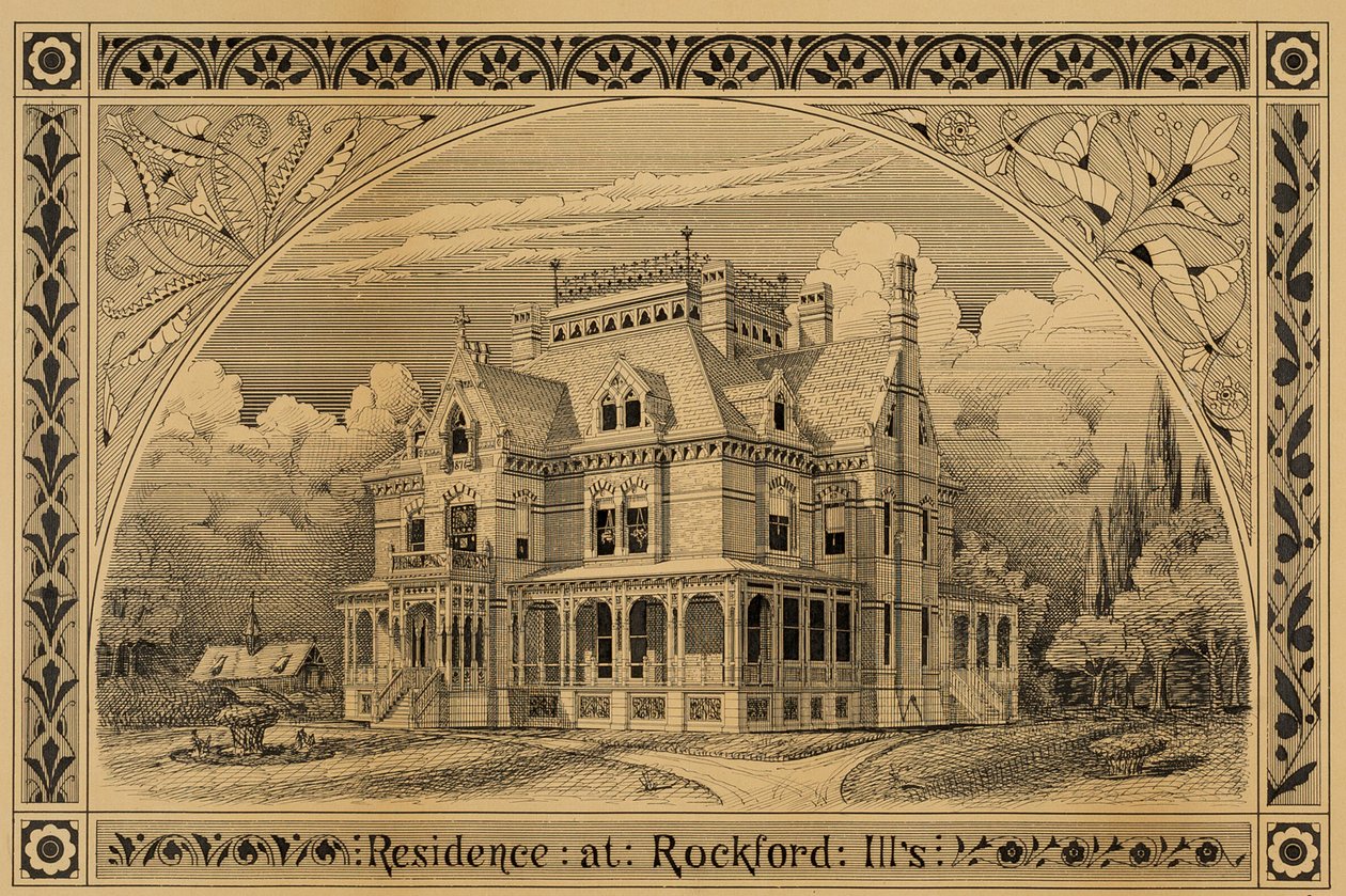 Casa N. C. Thompson, Rockford, Illinois, Perspectiva, 1876 de Peter Bonnett Wight