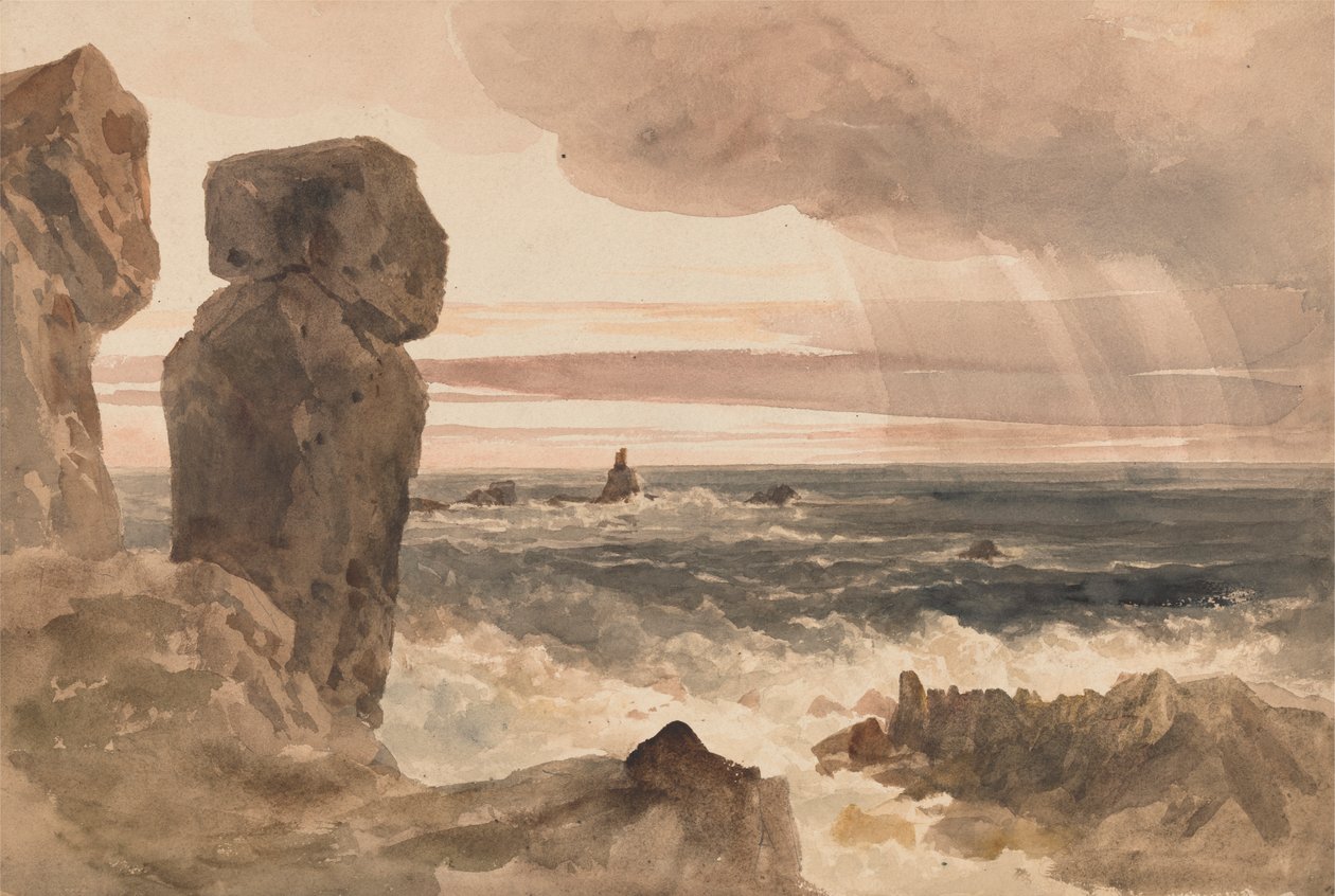 Paisaje marino con rocas Lizard, Cornualles de Peter DeWint