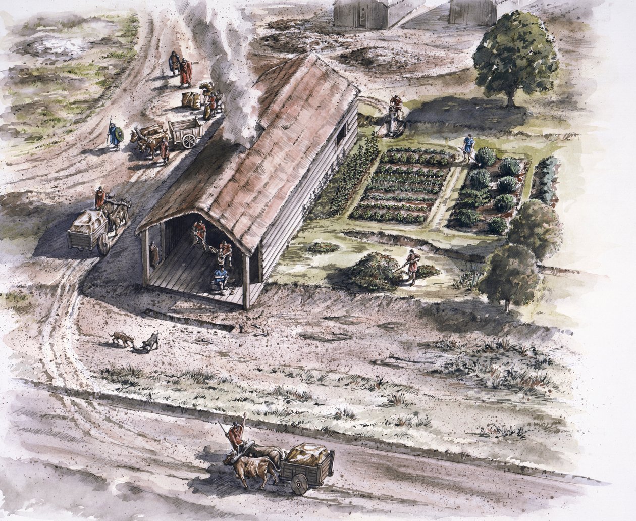 Edificio industrial, Fuerte Romano de Ribchester, Lancashire, siglo II, 1996 de Peter Dunn