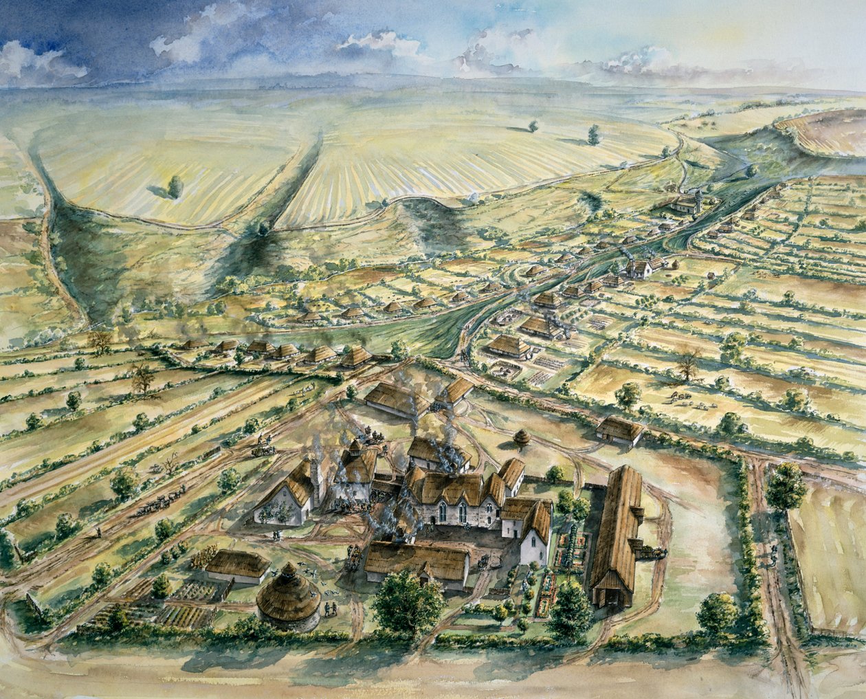 Aldea medieval de Wharram Percy, finales del siglo XII, c1990-2010 de Peter Dunn