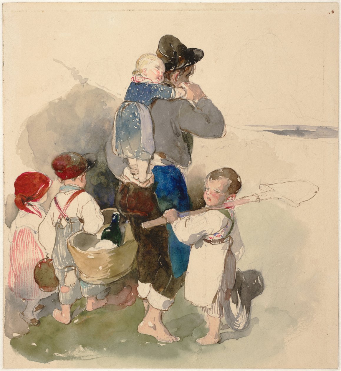 Niños en su camino al trabajo en los campos, c. 1840 de Peter Fendi