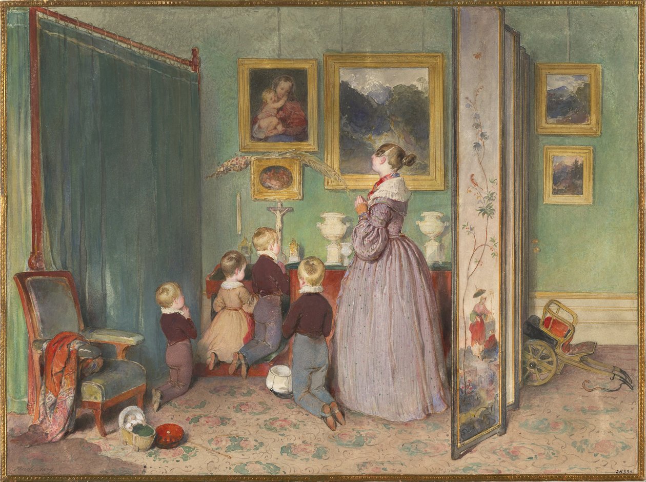 La oración vespertina Archiduquesa Sofía con niños, 1839 de Peter Fendi