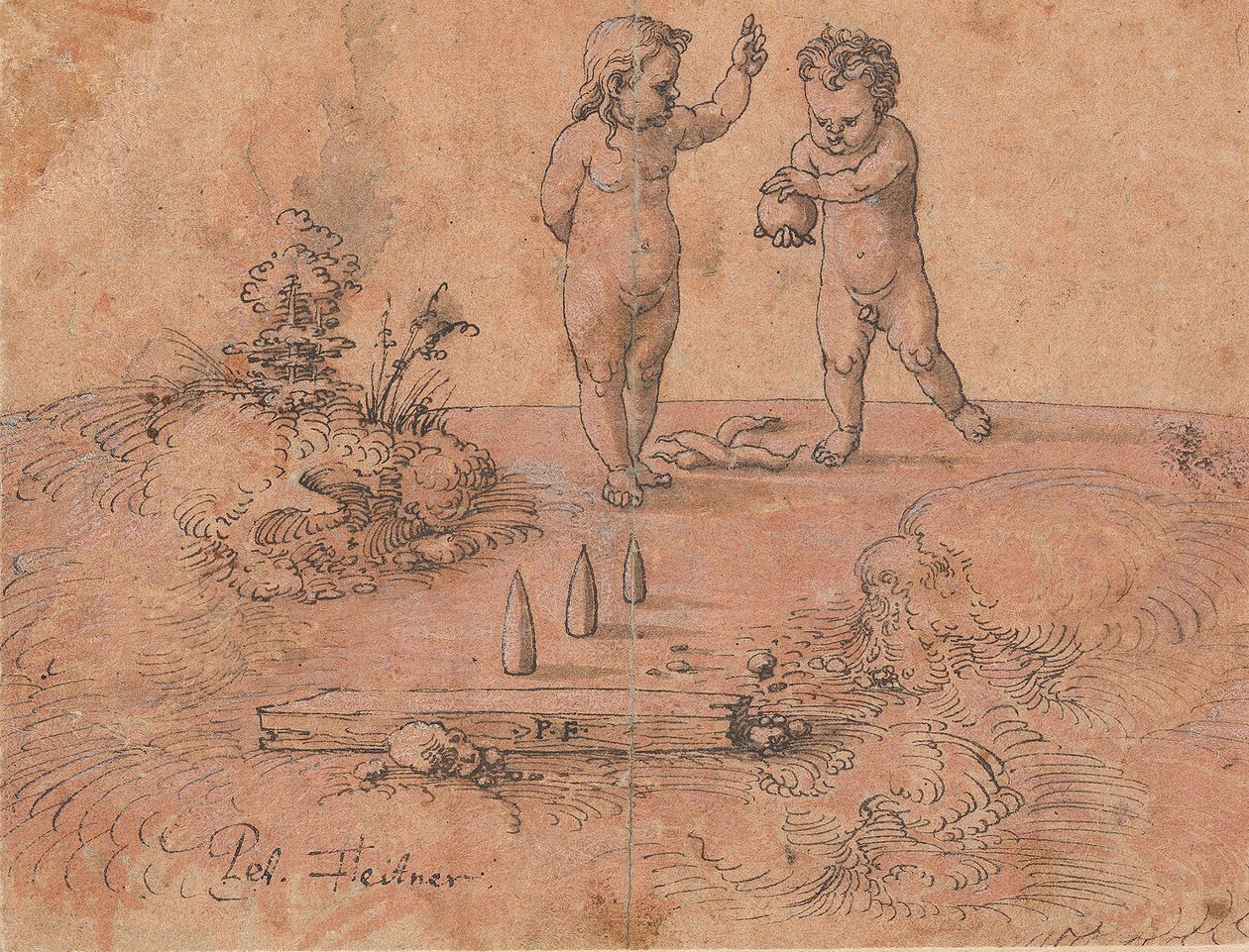Dos Niños Jugando con una Pelota de Peter Flötner