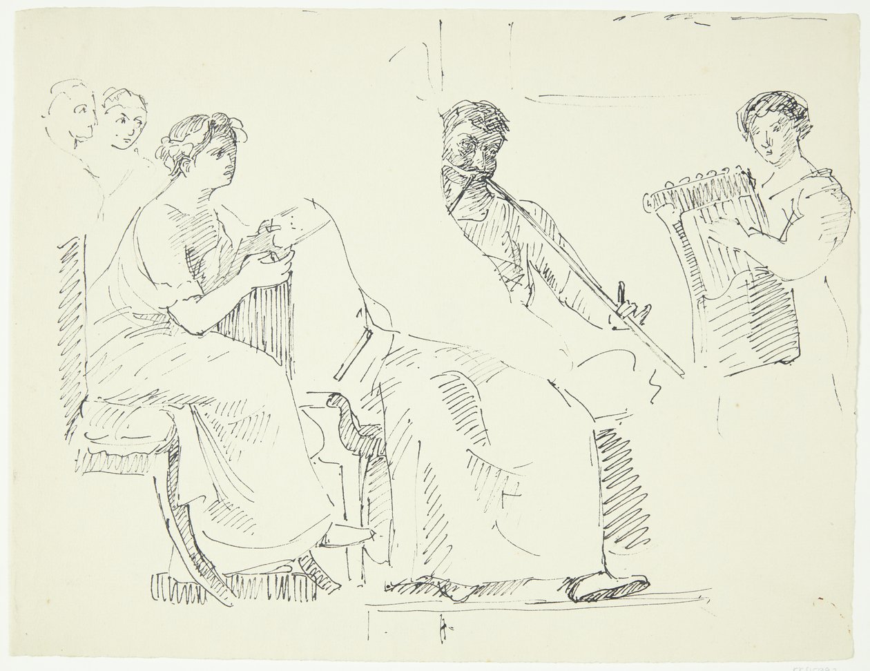 Copia de un fresco antiguo en el museo de Nápoles. Escena musical de Peter Hansen