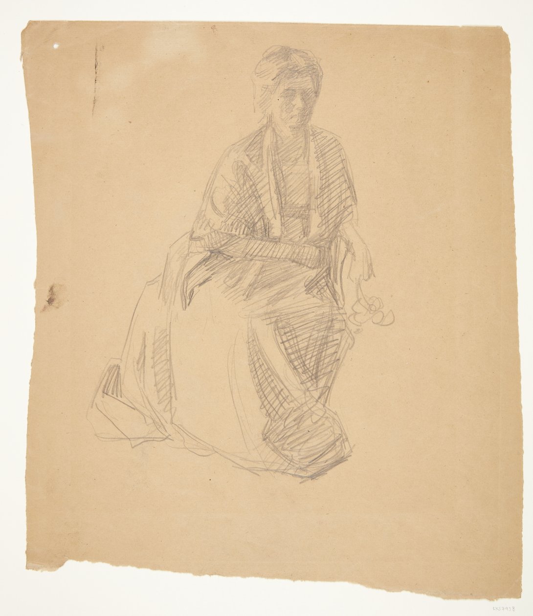 La esposa del artista (Sra. Elise P. H.) sentada. Estudio para la pintura: Inauguración del Museo de Faaborg (1910-11) de Peter Hansen