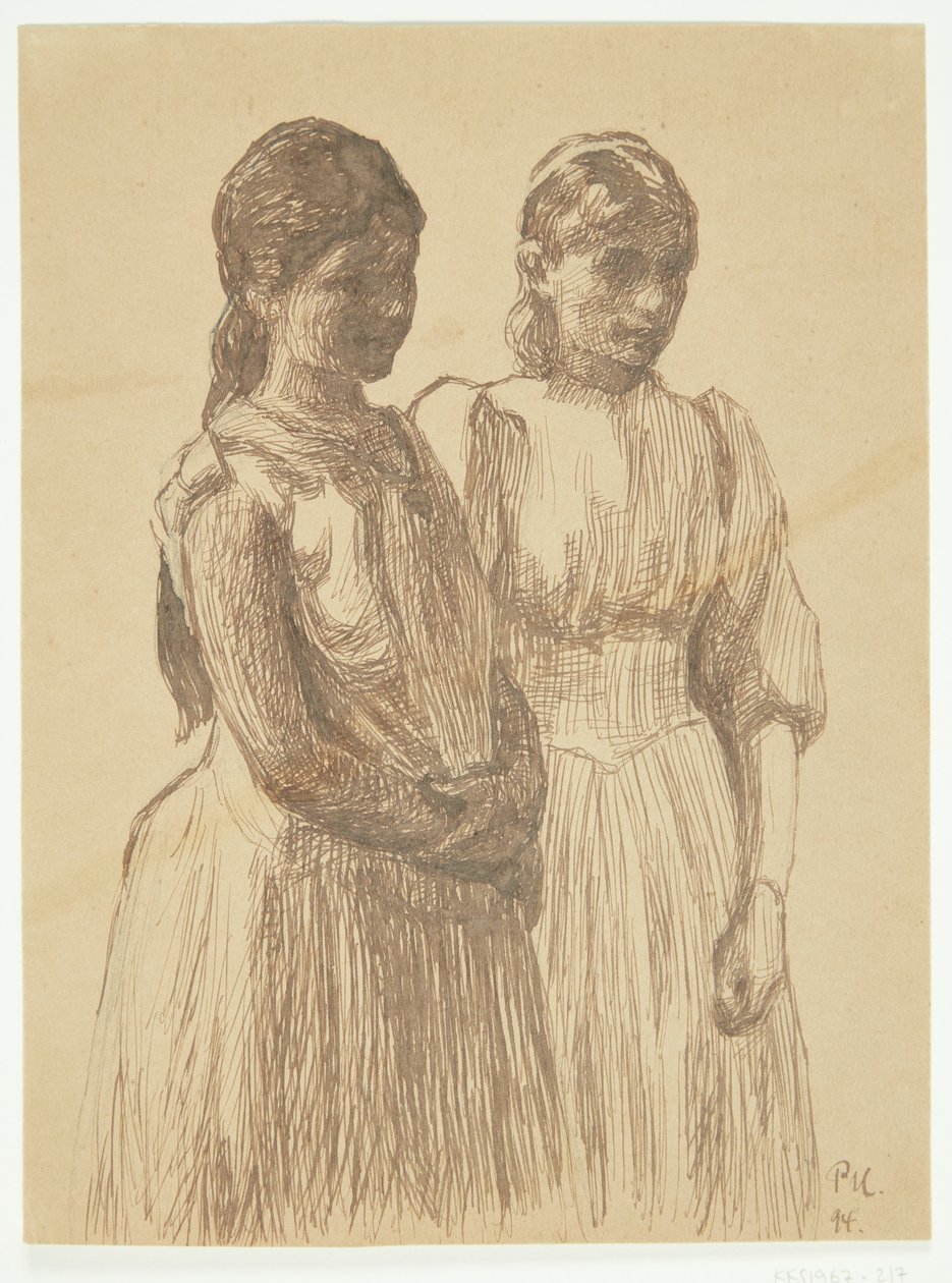 Dos jóvenes chicas. Estudio para la pintura "Baile en una ciudad provincial" (Museo de Arte de Gotemburgo) de Peter Hansen