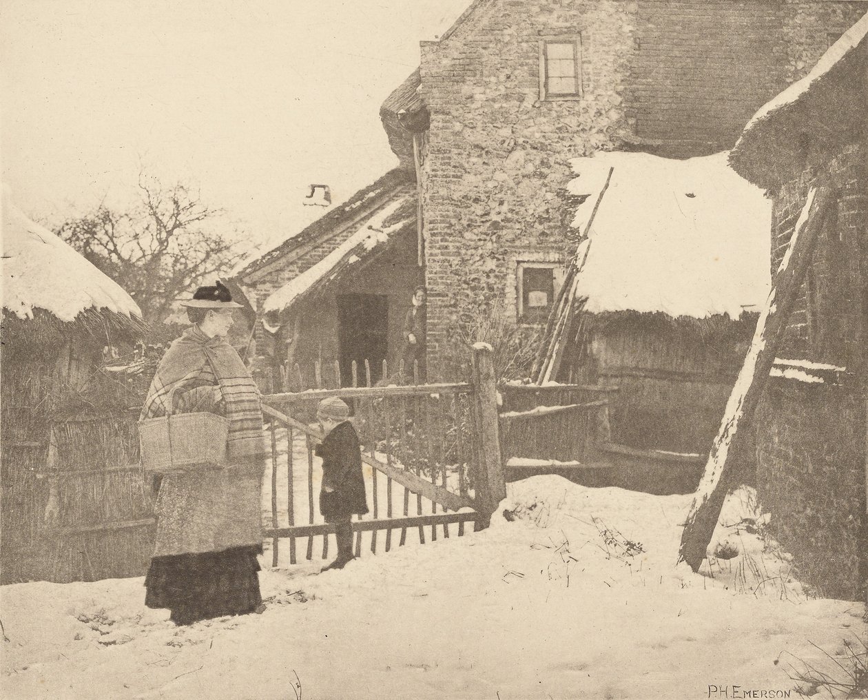 Ir al mercado - Una escena invernal de Peter Henry Emerson
