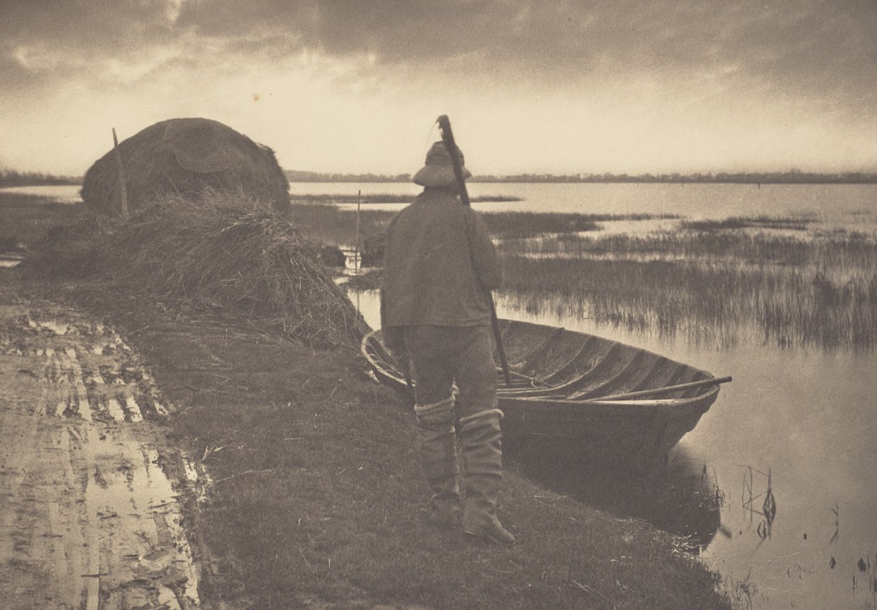 Hombre de los pantanos camino de cortar cañas de Peter Henry Emerson
