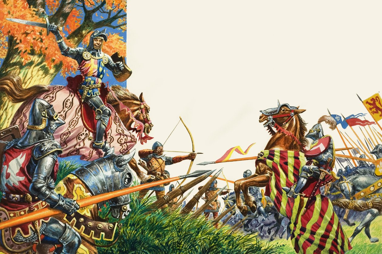 Batalla de Agincourt en 1415 (gouache sobre papel) de Peter Jackson
