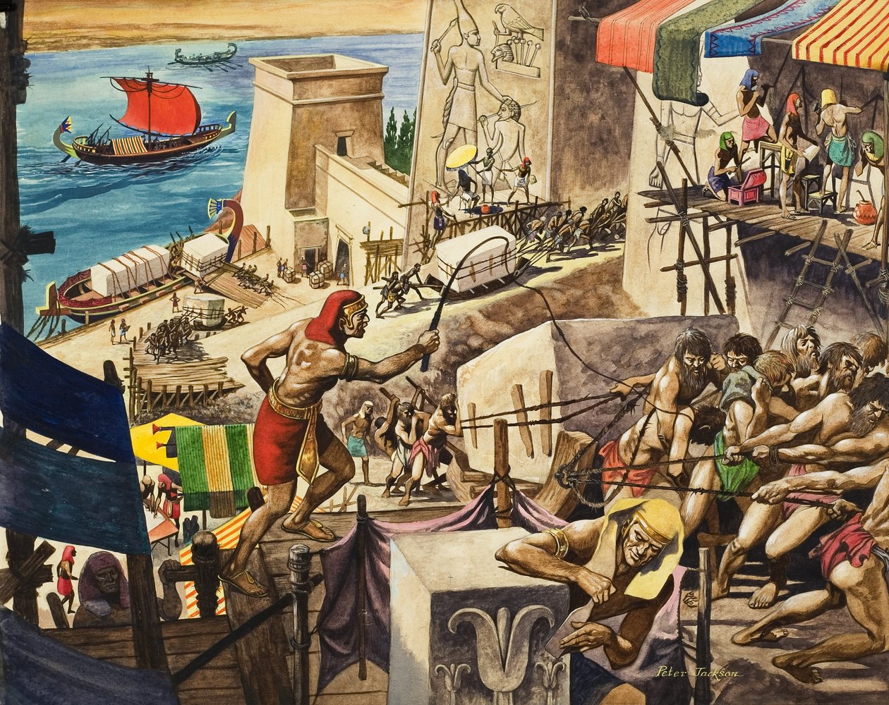 Building The Pyramids (gouache sobre papel) de Peter Jackson