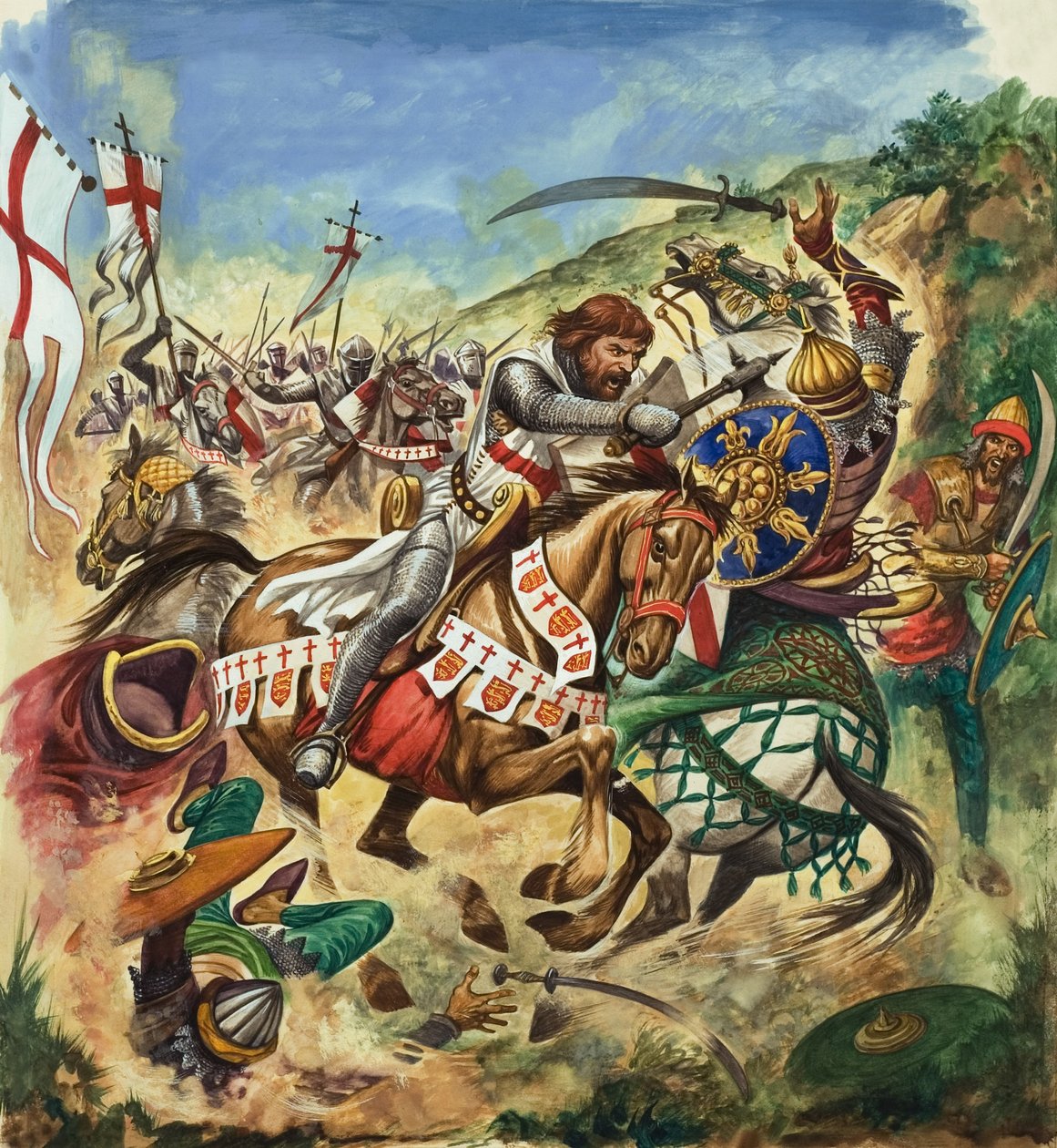 Ricardo Corazón de León (1157-99) durante la Tercera Cruzada (gouache sobre papel) de Peter Jackson