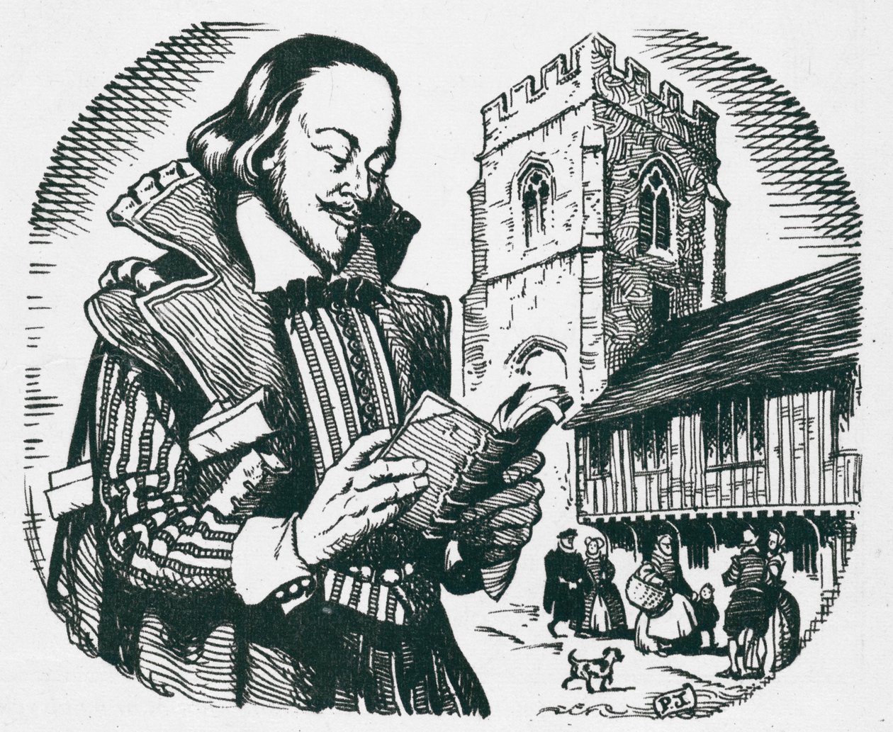 William Shakespeare, el poeta de Straford on Avon (litografía) de Peter Jackson