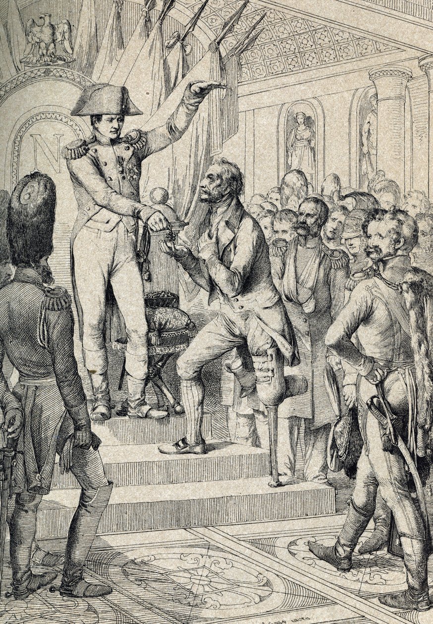 Primera distribución de las cruces de la Legión de Honor (fundada en 1802) en la iglesia de los Inválidos el 14 de julio. de Peter Johann Nepomuck Geiger