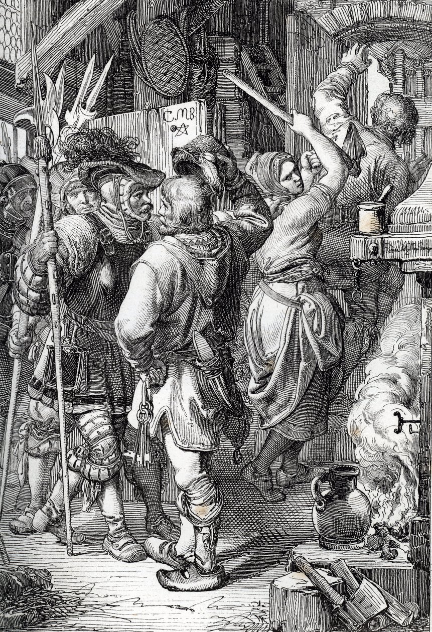 La huida de Gustavo I Vasa (o Gustavo Vasa) (1496-1560) (futuro rey de Suecia) se disfraza de campesino para escapar de Dinamarca de Peter Johann Nepomuck Geiger