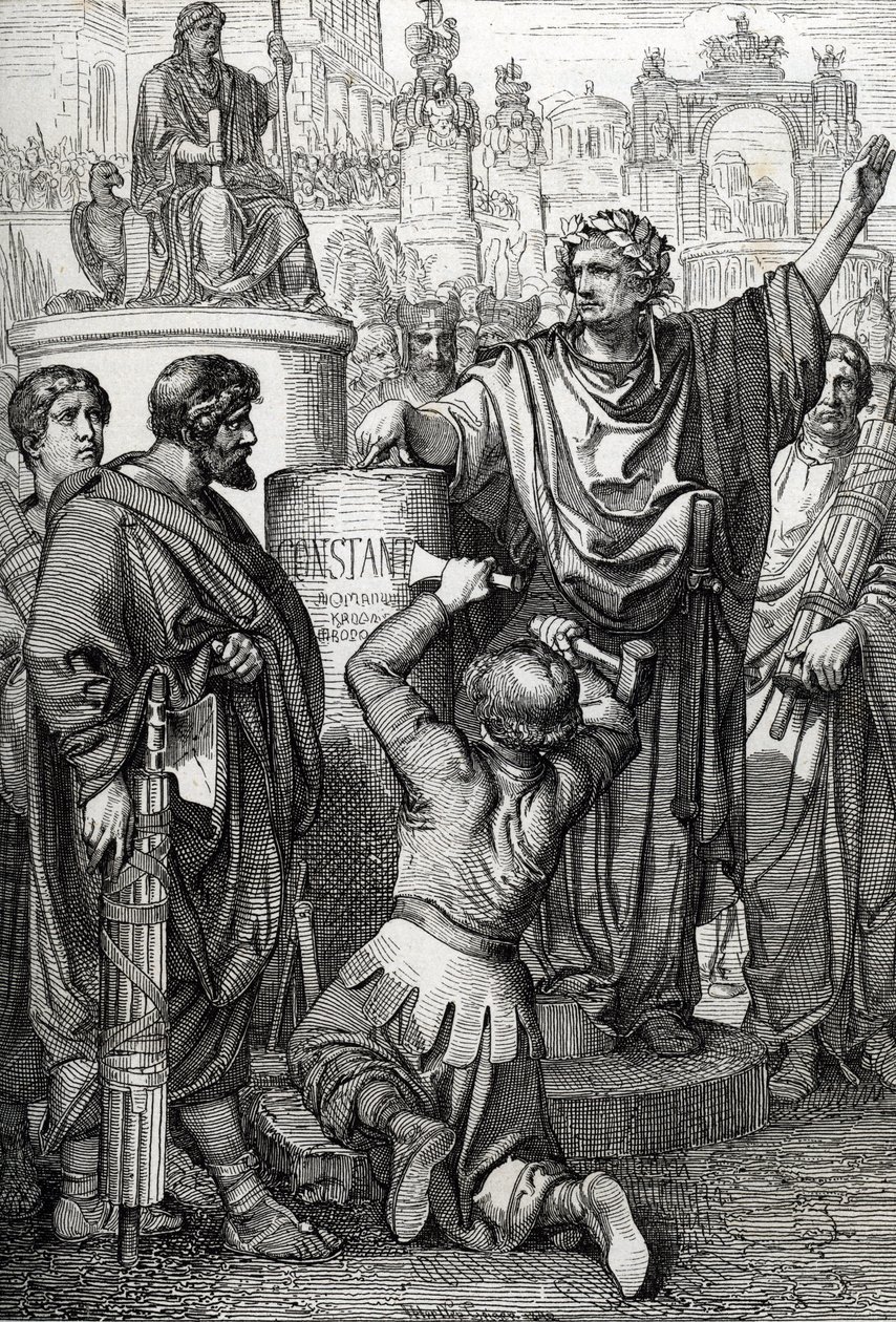 La fundación de Constantinopla por el emperador Constantinopla el Grande, que trasladó la capital imperial a Bizancio, a la que rebautizó Constantinopla. de Peter Johann Nepomuck Geiger