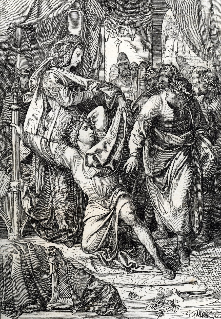 El concurso poético del castillo de Wartburg en Alemania en 1207: los Minnesangers compiten en juegos poéticos, el trovador Henri d