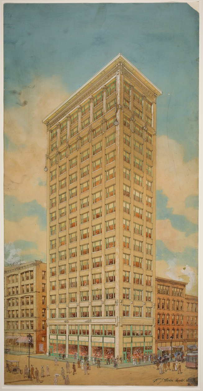 Rascacielos de la Escuela de la Pradera, Chicago, Illinois, Perspectiva de Peter Joseph Weber