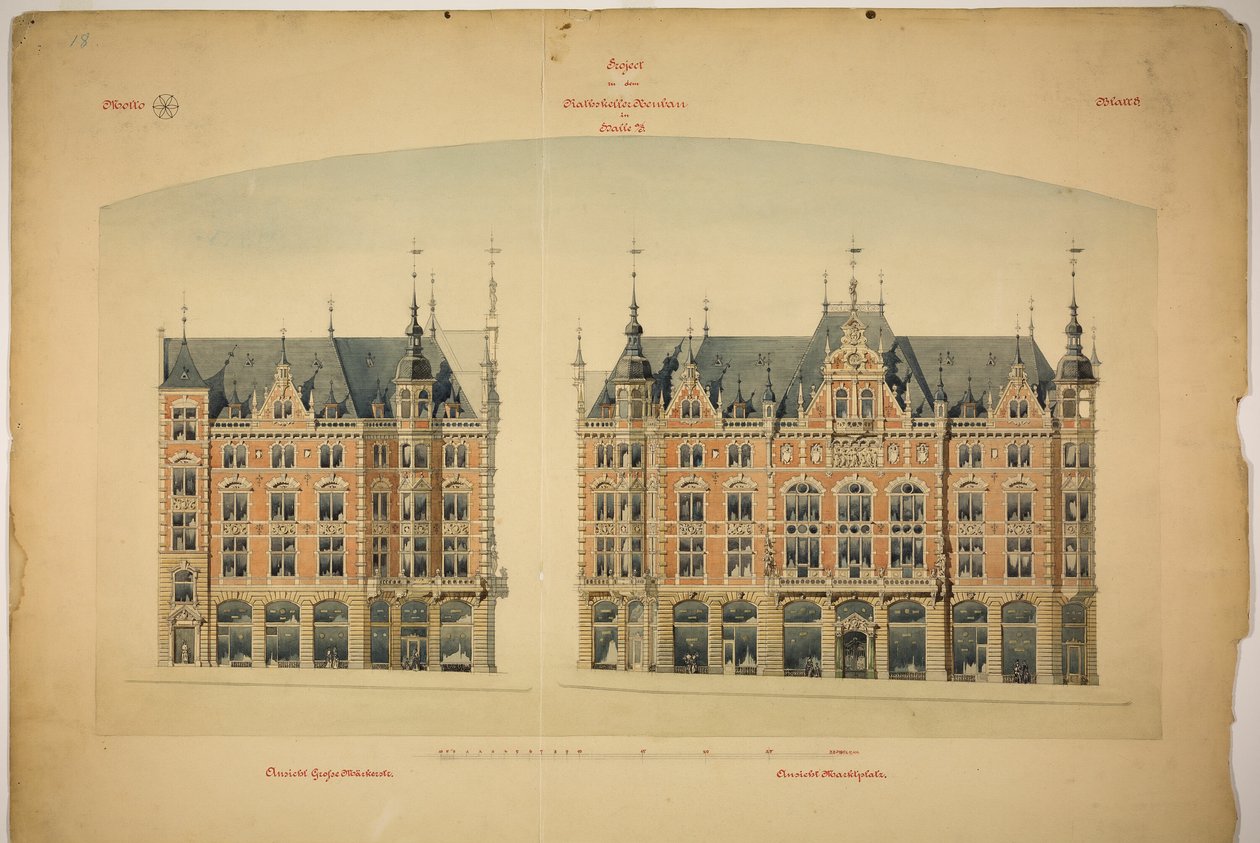 Rathskeller Neubau, Halle (Saale), Sajonia-Anhalt, Alemania, Elevaciones de Peter Joseph Weber