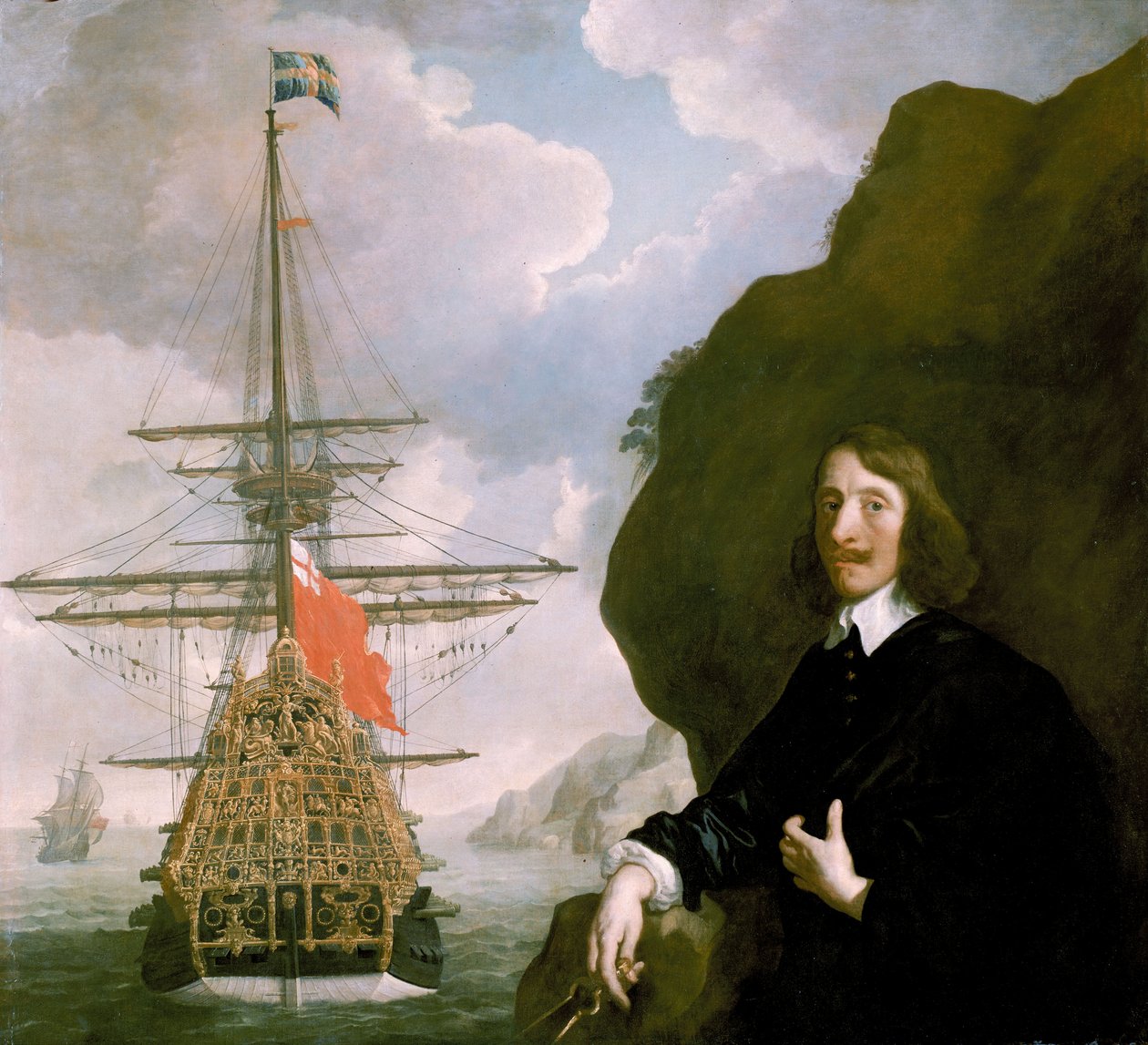 Peter Pett y el "Soberano de los mares" (1637), c.1645-50 (óleo sobre lienzo) de Peter Lely