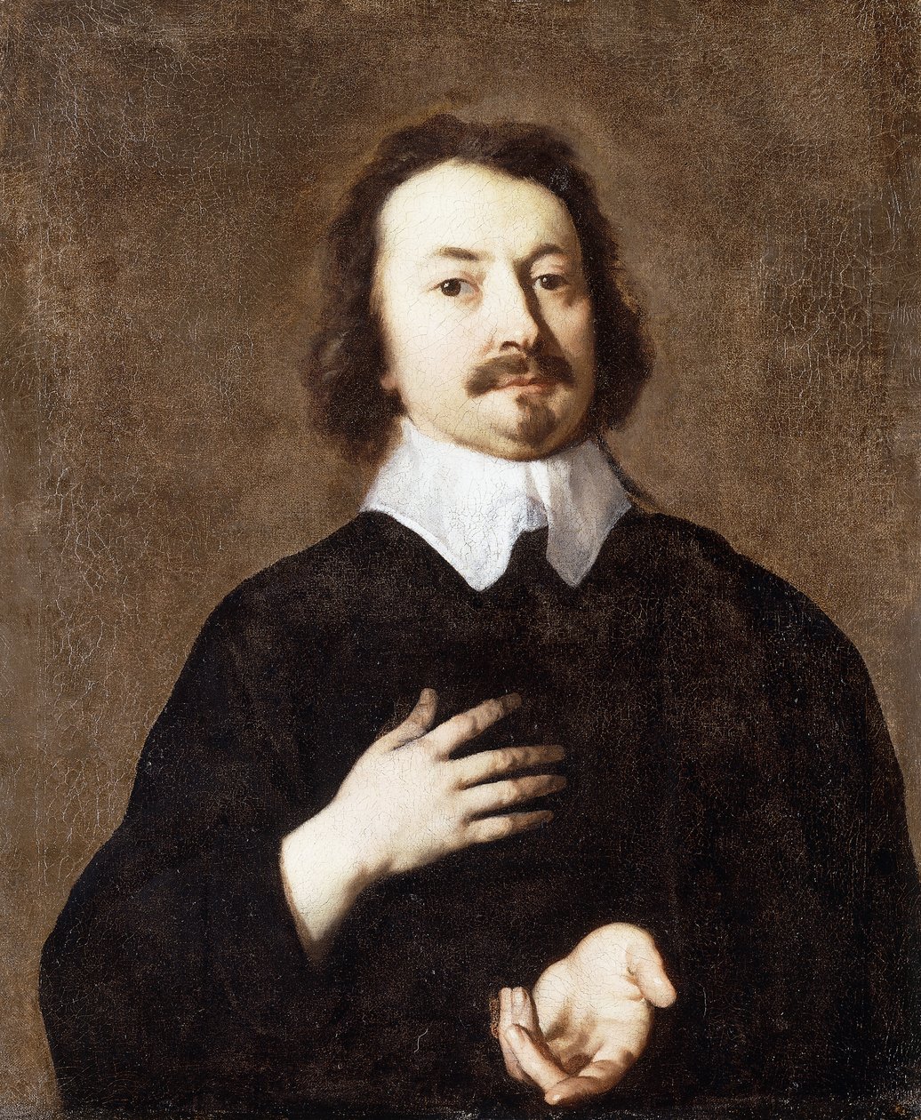 Retrato de un caballero, medio cuerpo, en negro con un cuello blanco de Peter Lely