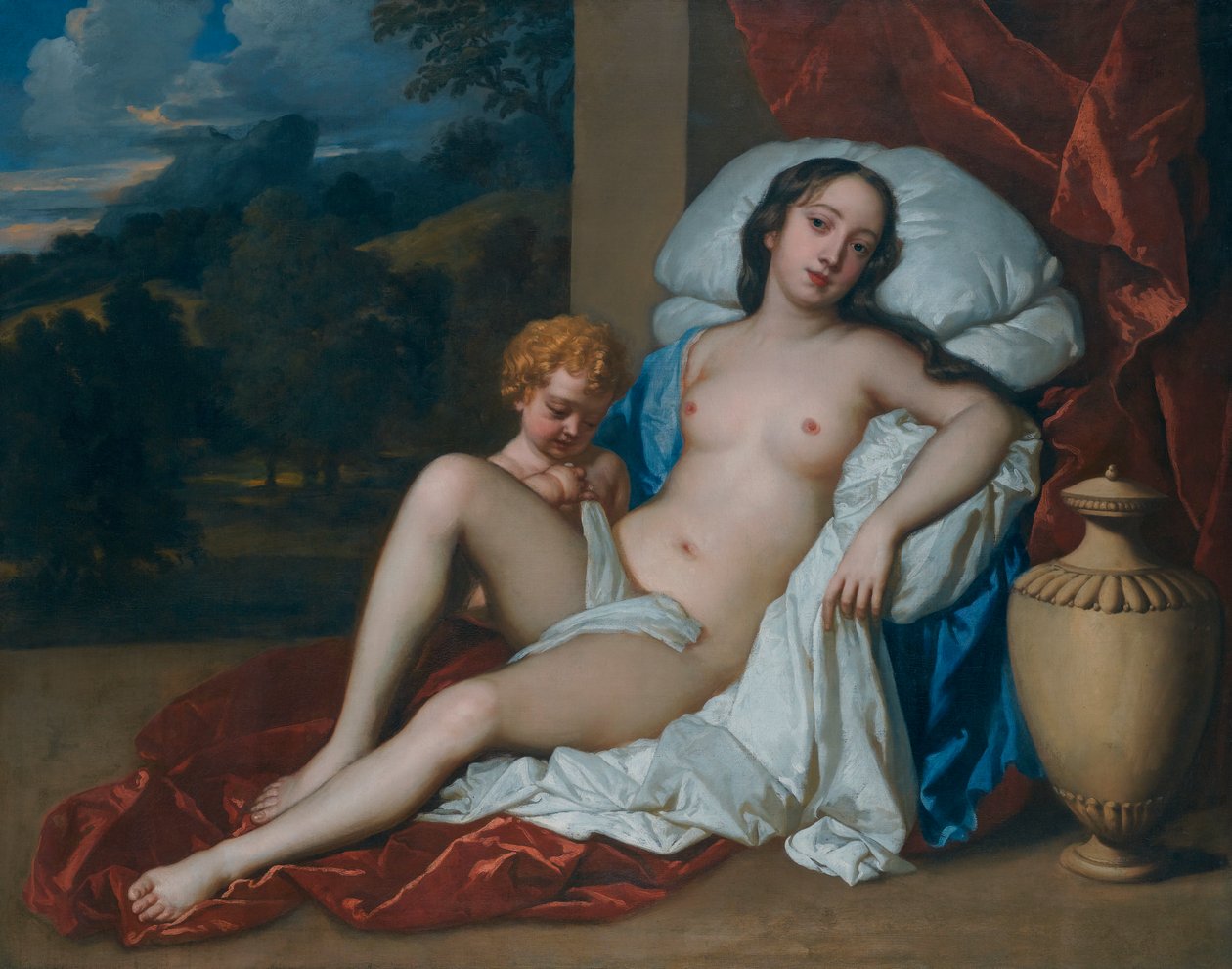 Retrato de una joven (Barbara Villiers o Nell Gwyn) y un niño, como Venus y Cupido de Peter Lely