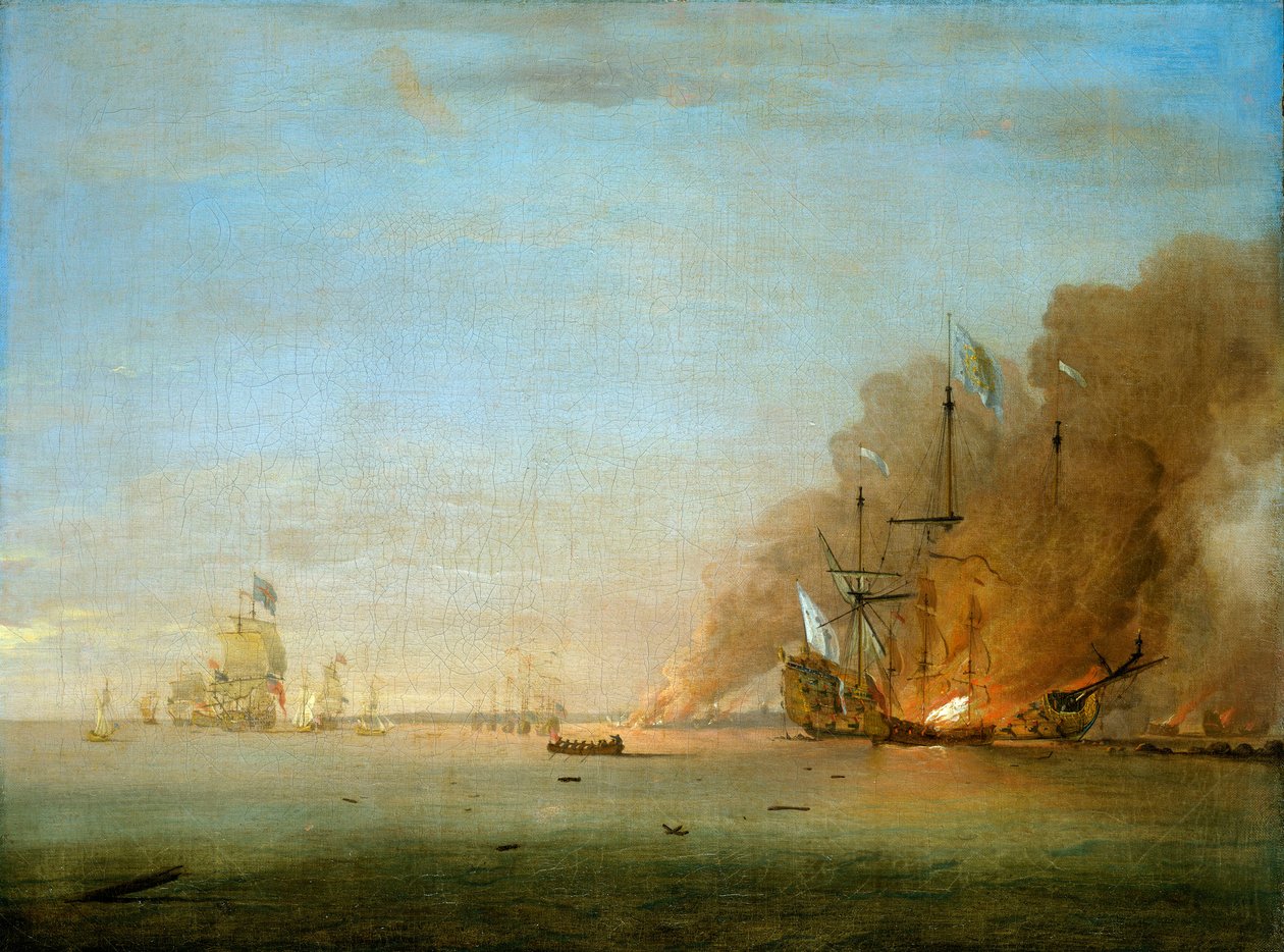 Destrucción del "Soleil Royal" en la batalla de La Hogue, 23 de mayo de 1692 de Peter Monamy