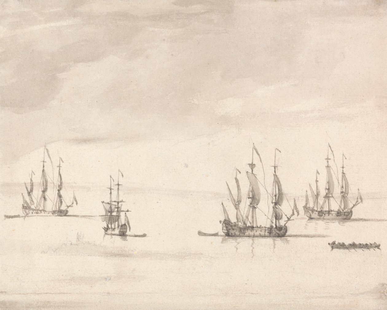 Hombres de guerra frente a Sheerness de Peter Monamy