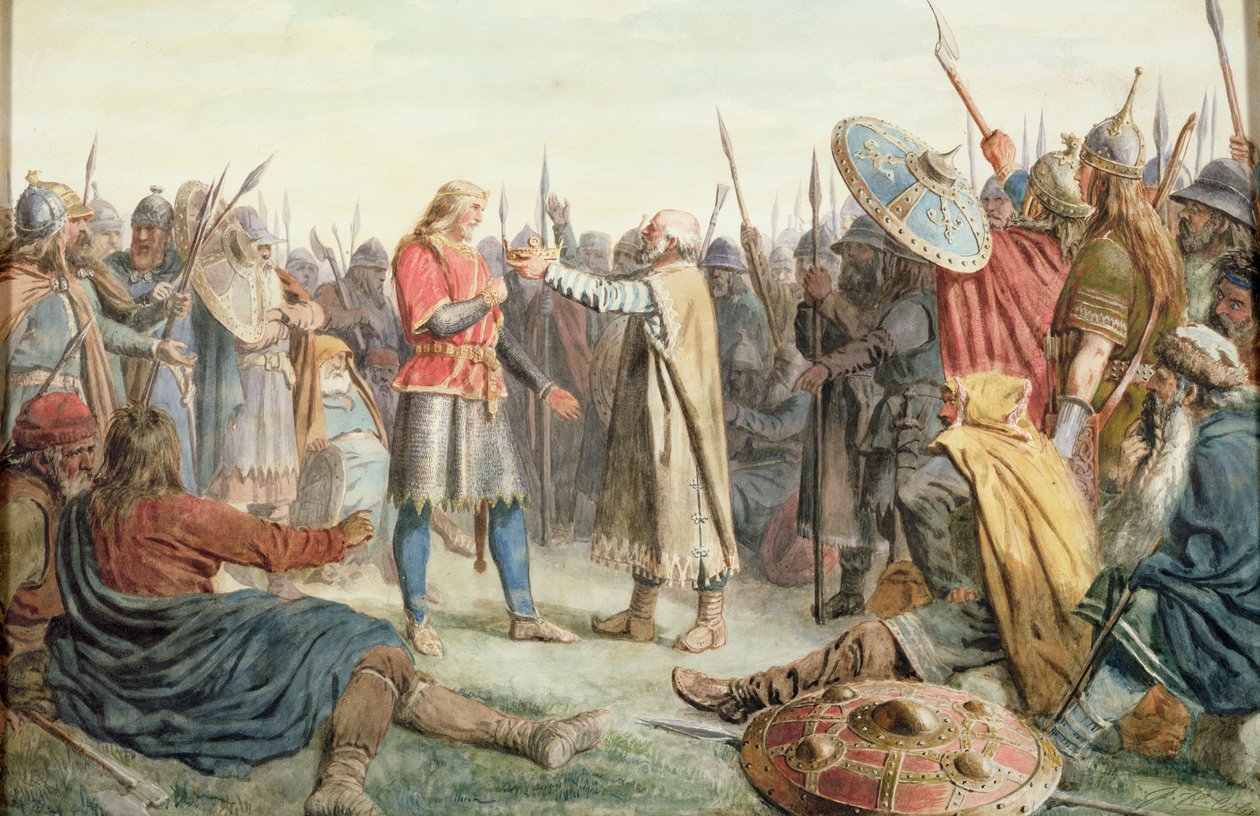 Olav Tryggvason es elegido rey de Orting de Peter Nicolai Arbo