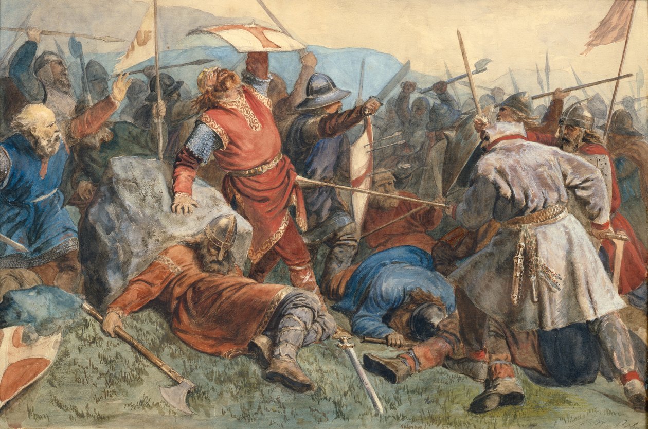 La caída de san Olav en la batalla de Stiklestad de Peter Nicolai Arbo