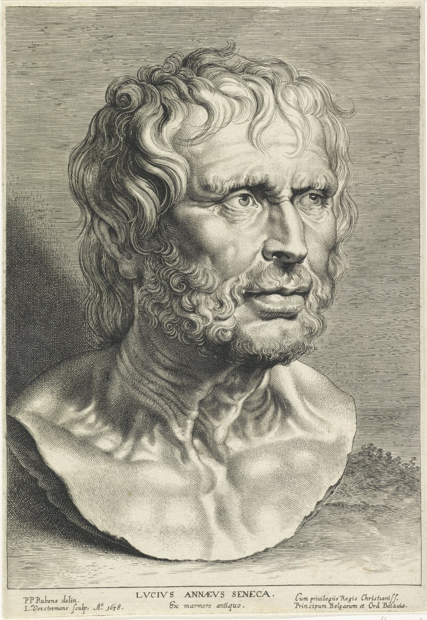Busto de Séneca, grabado por Lucas Vorsterman de Peter Paul (after) Rubens