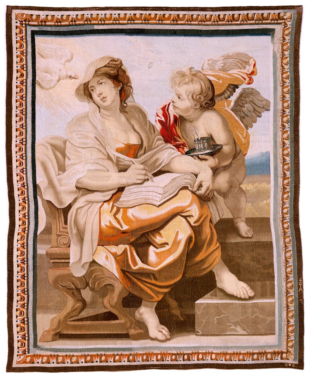 Tapiz flamenco. Serie El Triunfo de la Eucaristía. La sabiduría es inspirada por el Espíritu Santo (La Sabiduría inspirada por el Espíritu Santo). Decimonoveno tapiz de la serie. Modelo Peter Paul Rubens. 1626-1628. Fabricación Jacob II Geubels, Bruselas de Peter Paul (after) Rubens
