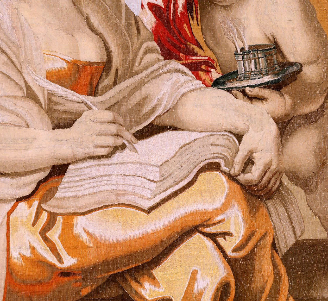 Tapiz flamenco. Serie El Triunfo de la Eucaristía. La sabiduría es inspirada por el Espíritu Santo (La Sabiduría inspirada por el Espíritu Santo). Decimonoveno tapiz de la serie. Modelo Peter Paul Rubens. 1626-1628. Fabricación Jacob II Geubels, Bruselas de Peter Paul (after) Rubens
