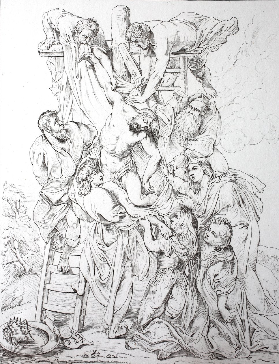 Jesucristo, Descendimiento de la Cruz (grabado) de Peter Paul (after) Rubens