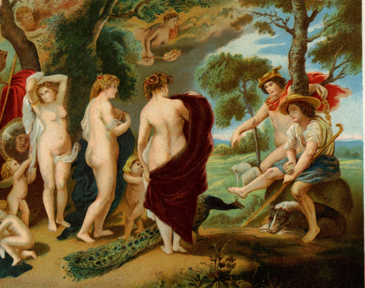 Juicio de París (cromolitografía) de Peter Paul (after) Rubens