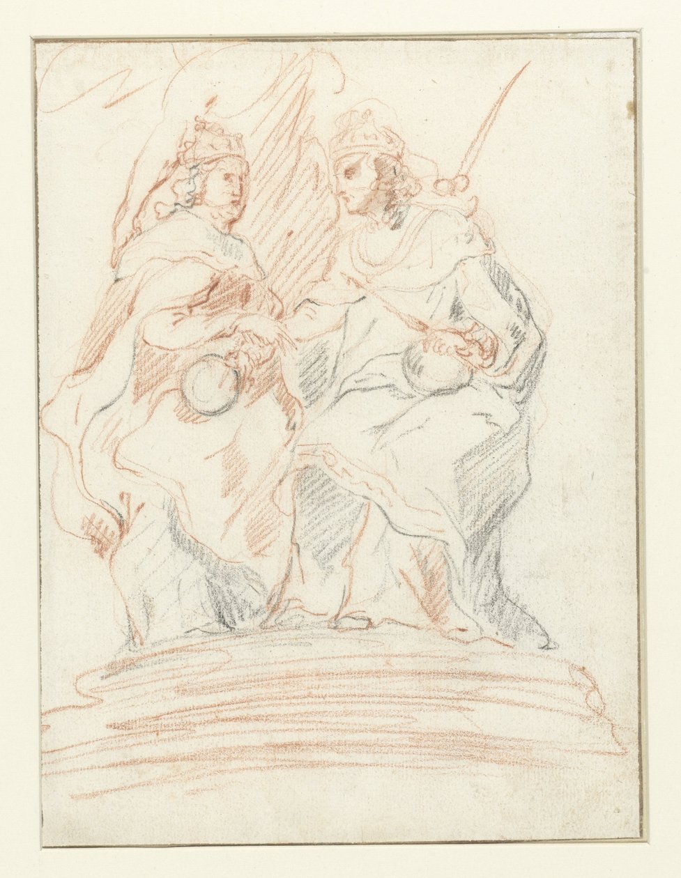 Un rey y una reina en un trono, detrás de ellos está Fama
Cristo y María de Peter Paul Rubens (possibly)