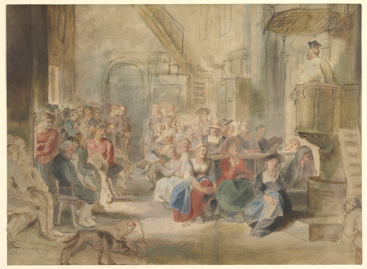 Un sermón en una iglesia de pueblo, c.1630 de Peter Paul Rubens