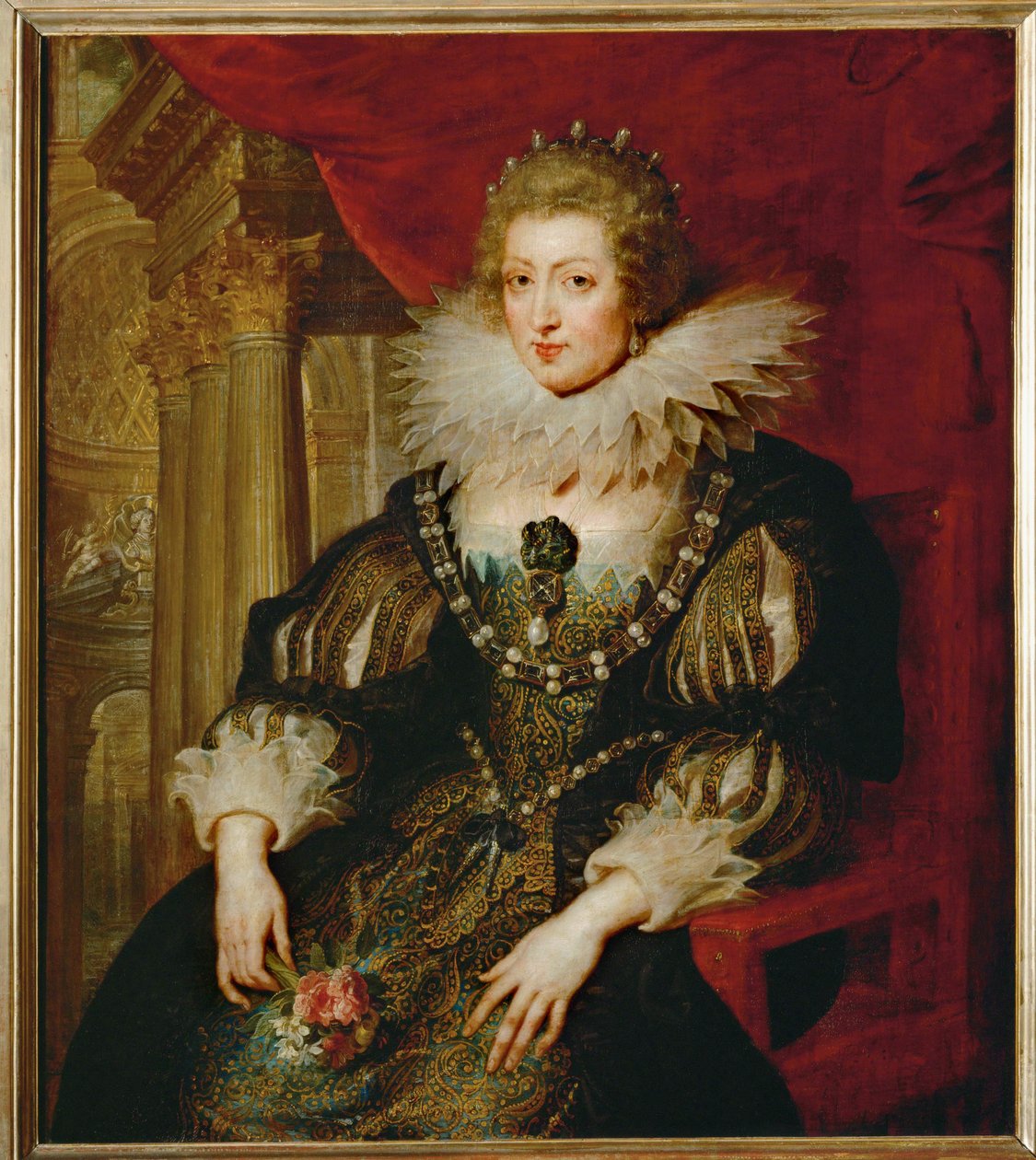 Ana de Austria, Reina de Francia (pintura sobre madera) de Peter Paul Rubens