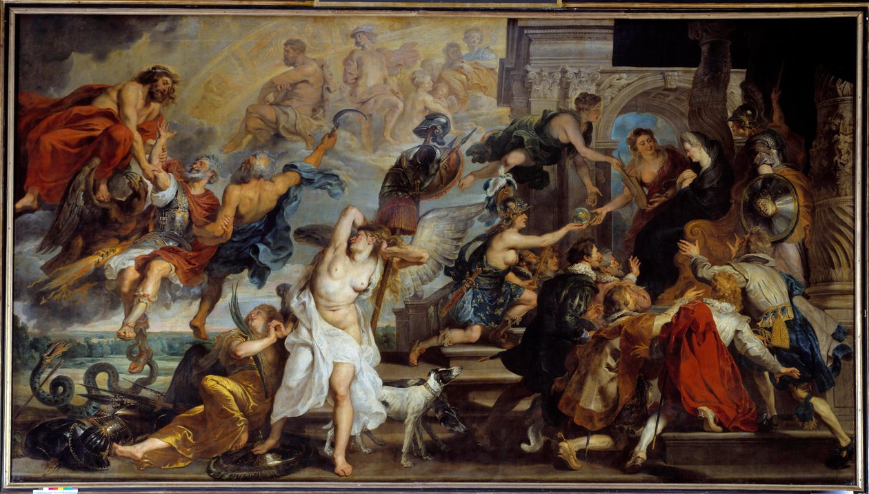 Apoteosis de Enrique IV (1553-1610) y proclamación de la regencia de María de Médicis (1573-1642) en 1610. Pintura de Pierre Paul Rubens (1577-1640), escuela flamenca de Peter Paul Rubens