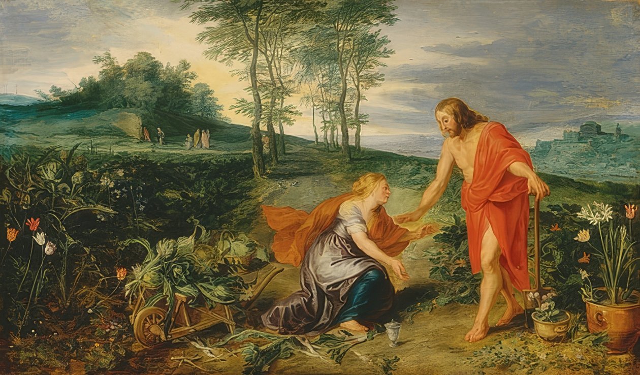 Cristo aparece a María Magdalena en la mañana de Pascua (Noli me tangere). Alrededor de 1626 de Peter Paul Rubens