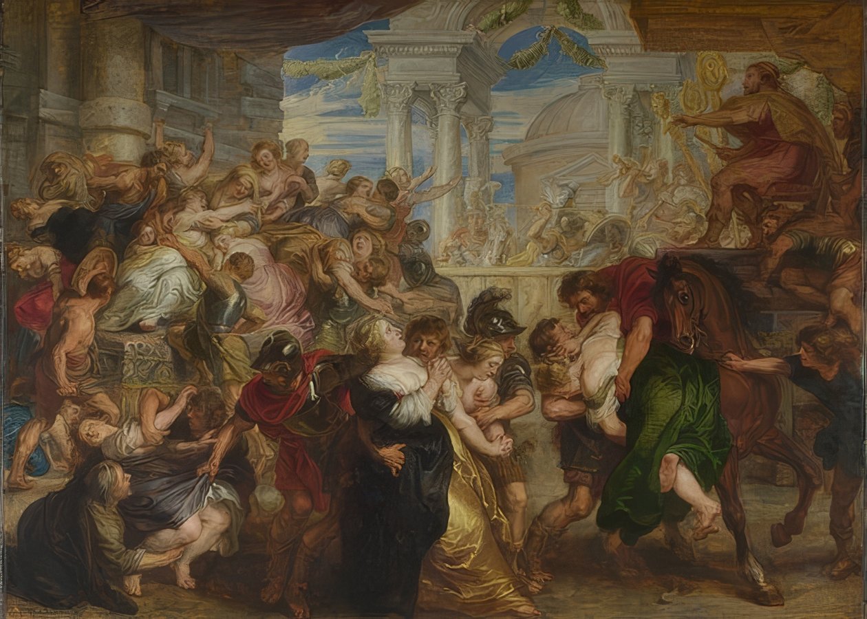 El rapto de las sabinas. Alrededor de 1635-40 de Peter Paul Rubens