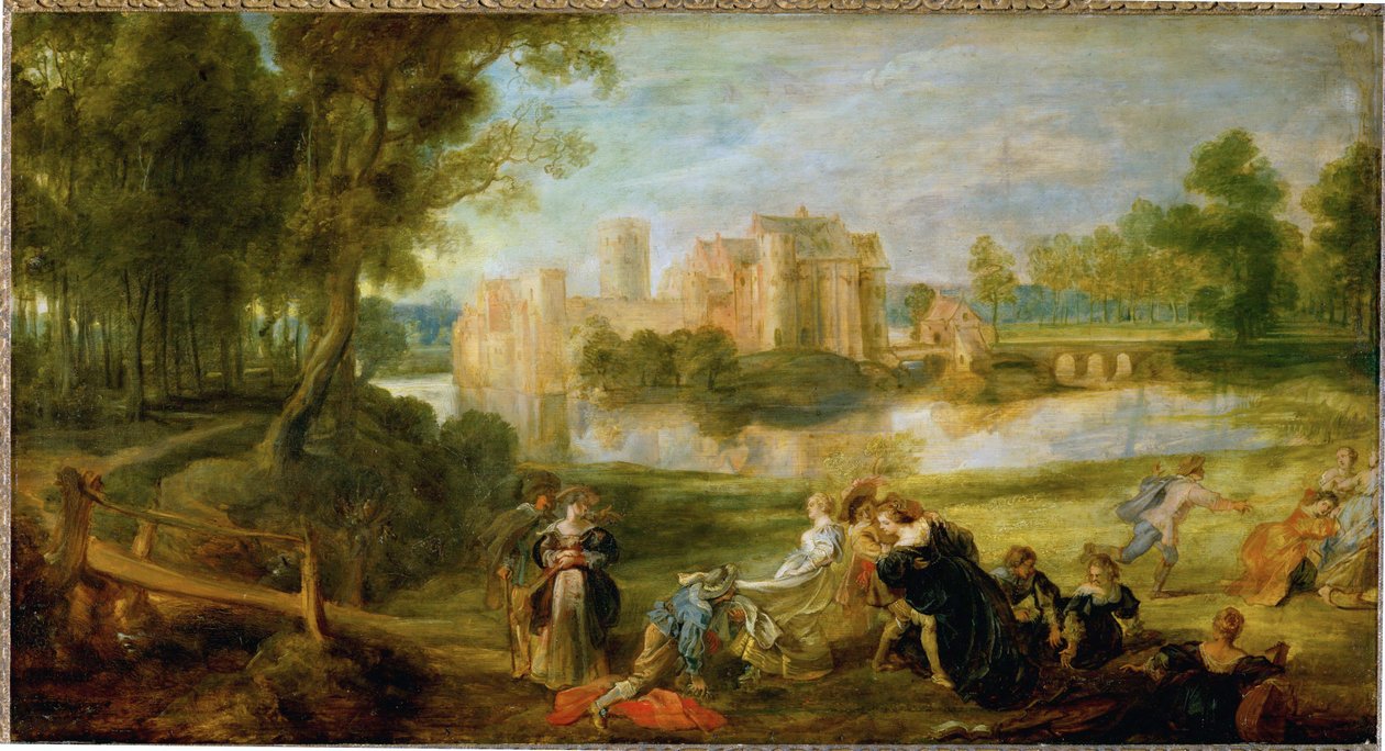 Der Schlosspark, c.1635 (óleo sobre madera de roble) de Peter Paul Rubens